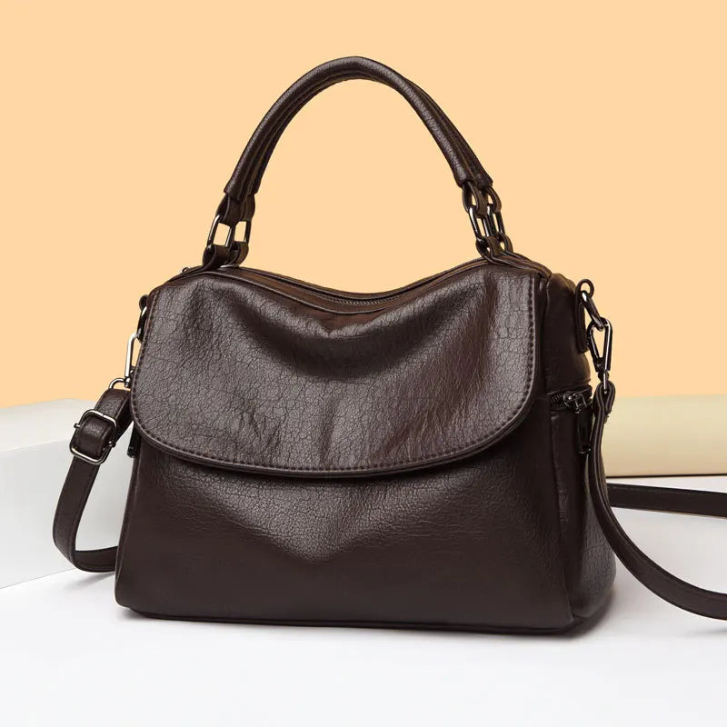 Boston Women's Bag 2025 New Fashionable and Versatile Handheld Soft Leather Casual Large Capacity Bag