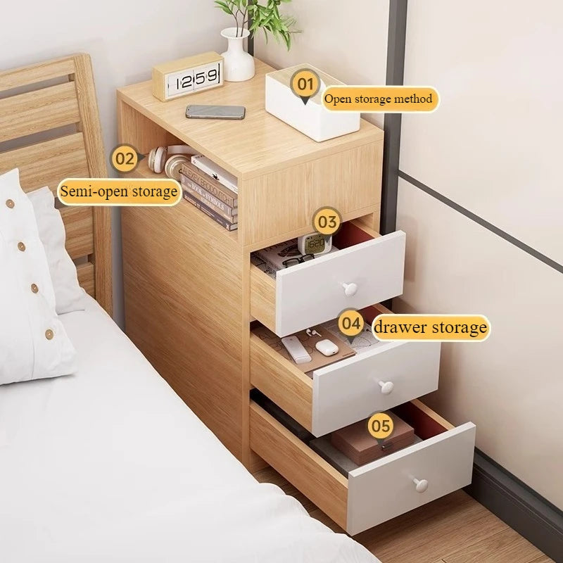 Bedside table Bedroom simple modern ultra-narrow simple crevice storage cabinetBedside table Household bedside shelf sidecabinet