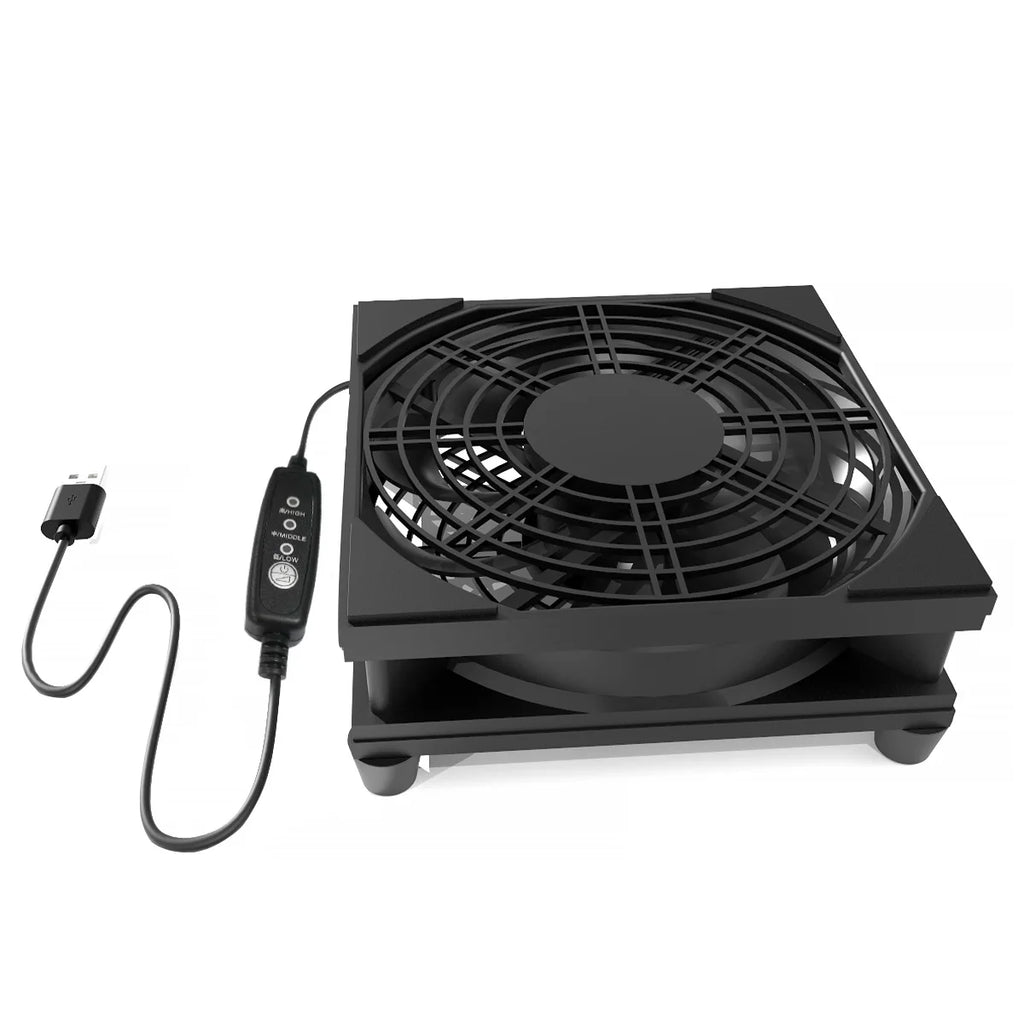 CX FUTRUE The 5V USB-powered fan supports three-speed adjustment and is suitable for cooling electronic devices such as routers.