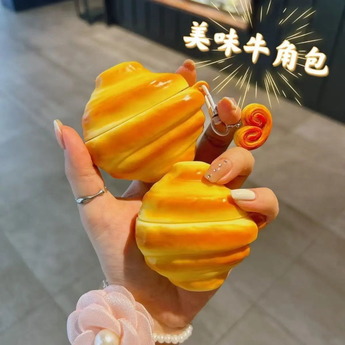 3D Croissant Case for AirPods 4 2024 Airpod 1 2 3 Pro Pro2 Bluetooth Earbuds Charging Box Protective Earphone Case Cover Funda