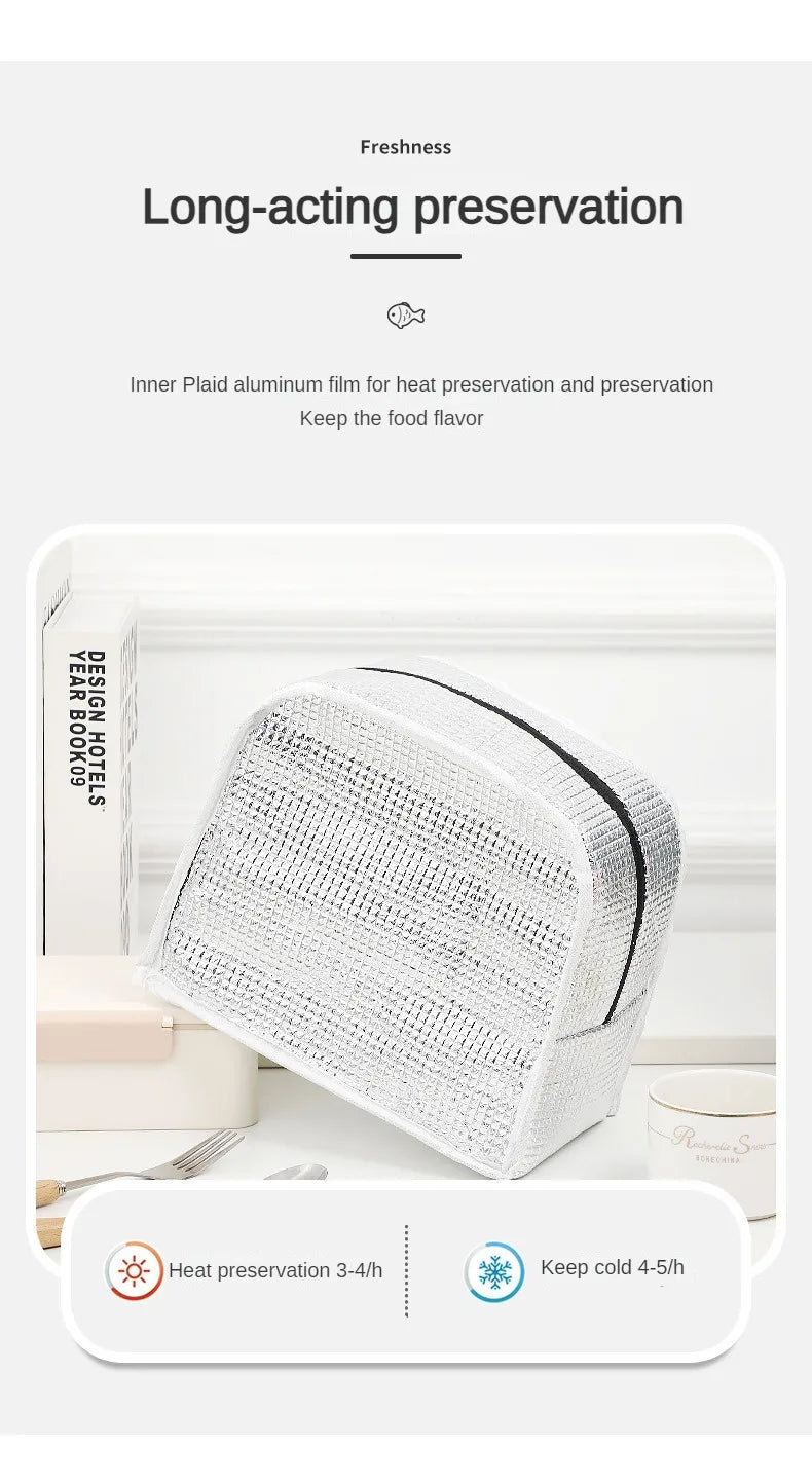 Handheld Bento Bag Cartoon Style Lunch Box Bag Insulated Bag Large Capacity Storage Bag Lunch Bag for Office Workers