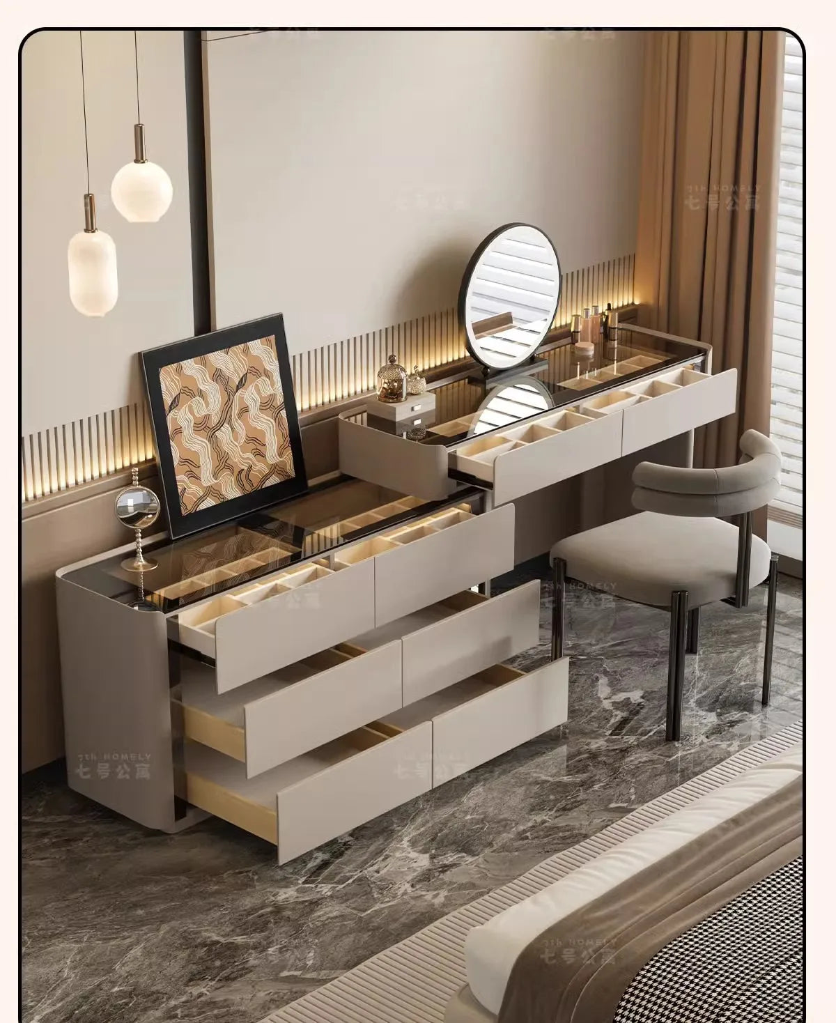 Dressing Table Chest of Drawers for Bedroom Sets Modern Vanity with Mirror Jewelry Cabinet Stool Makeup Console Chests Vanity