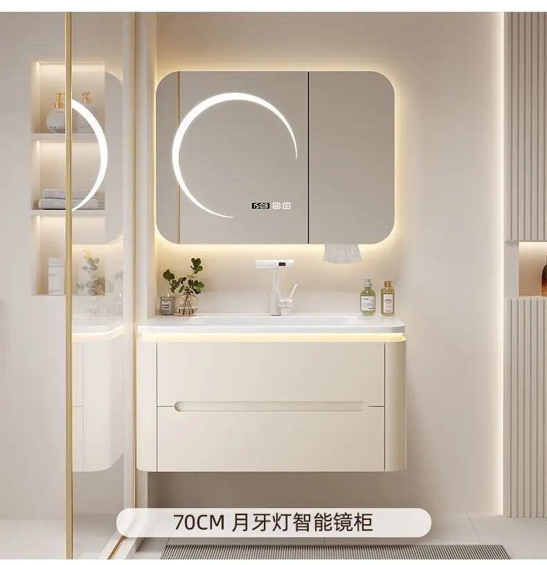 Mirror Floating Bathroom Cabinet Sink Drawer Shelves Vanity Bathroom Cabinet Modern Storage Armoire De Rangement Accessories