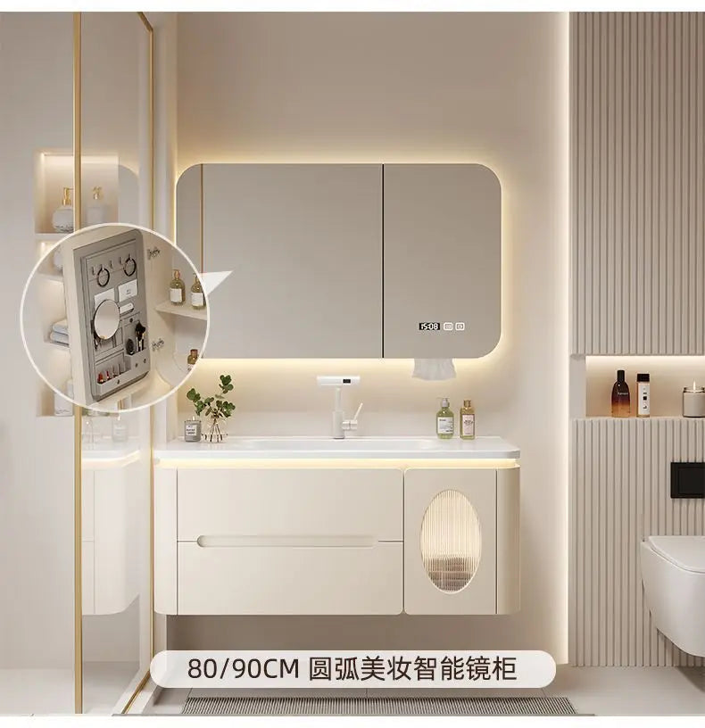 Mirror Floating Bathroom Cabinet Sink Drawer Shelves Vanity Bathroom Cabinet Modern Storage Armoire De Rangement Accessories