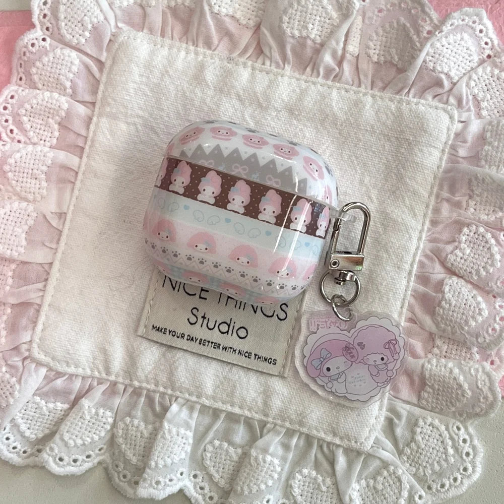 My Melody Earphone Case For Airpods 1 2 3 4 Pro2 Pro3 Cartoon TPU Bluetooth Headphone Protective Cover Accessories With Pendant