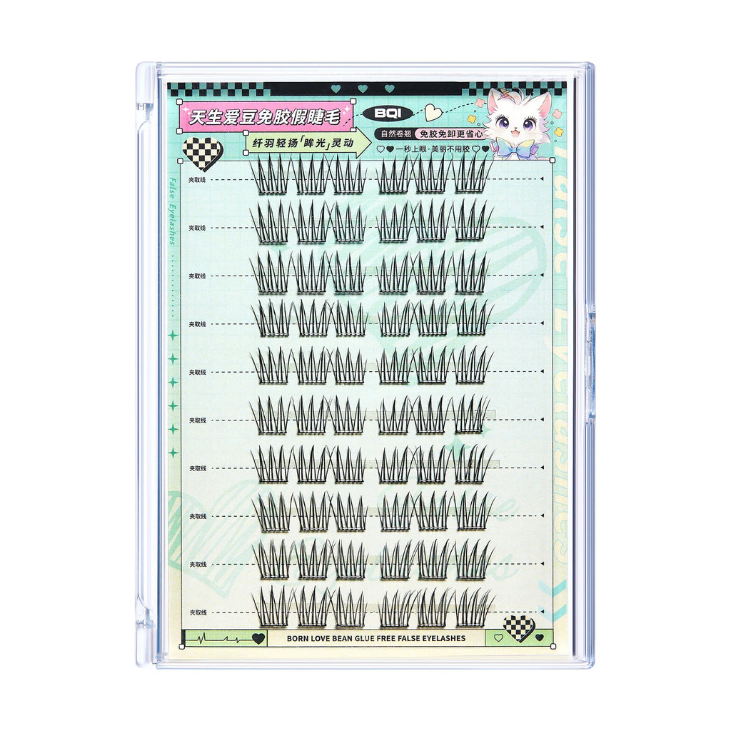10 Rows of Large Capacity Glue-free False Eyelashes Single Cluster 10-12MM C-curled Natural Self-adhesive false Eyelashes