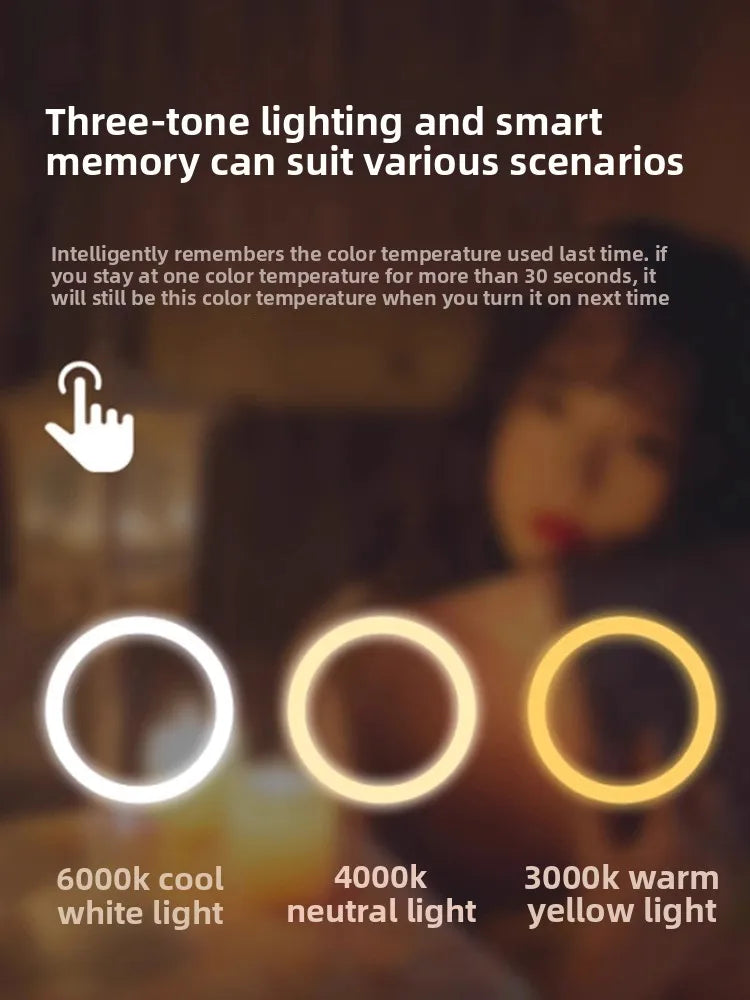 Women's Bedroom Vanity Mirror Makeup Mirrors Niche Modern Desktop Vanity Mirror Wall Table Decorative Bathroom Light Led Home