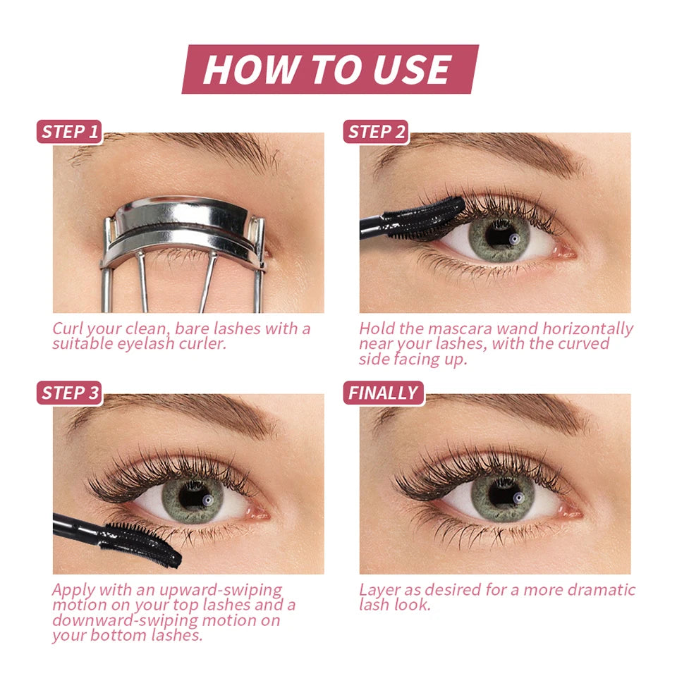 Lakerain Lengthening Volumizing Mascara Fan Shaped Makeup Effect Long Lasting  Clump-Free Lashes Suitable for All Skin Tones