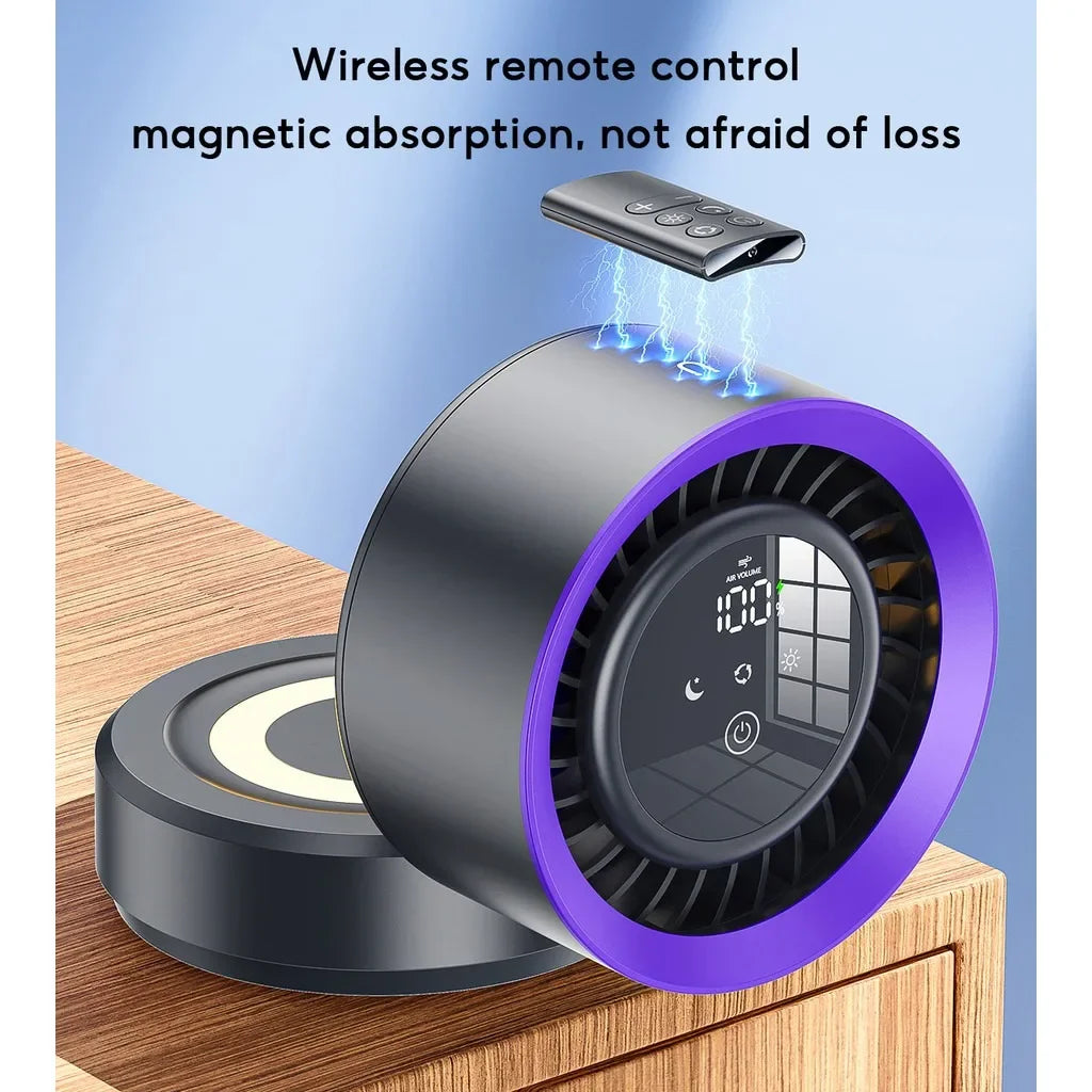 Eary Multifunctional Electric Fan Desktop Wall Mount Fan with Light LED Display Wireless Remote Control Home Air Circulation Fan