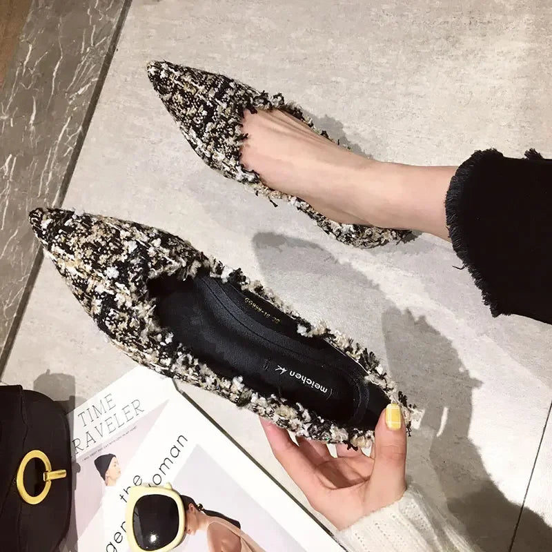 2026 Women Shoe Exquisite Pointed Tip Casual Shoes for Woman Elegant French Style Flat Shoe Fashion Designer Shoes Zapatos Mujer