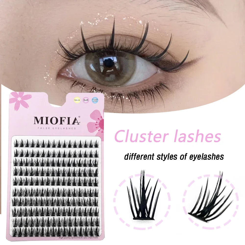 10 row anime lashes Cosplay lash natural wispy  Natural Mink Eyelashes  3D individual manga eyelash clusters   Makeup tools