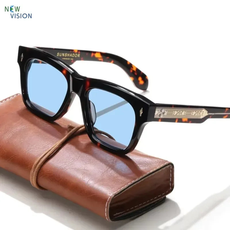 Sunglasses for Men Women Top-quality Handmade Square Acetate SCASH Luxury Brand Designer Outdoor Sports UV400 Trendy SUN GLASSES