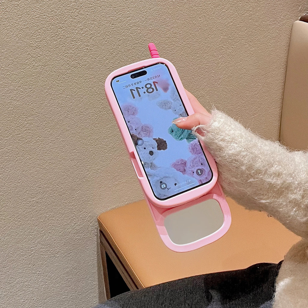 Couple's Fun Accessories Fashionable Pink Push-pull Telephone Design Phone Case For iPhone 13 14 15 16 Pro Max Anti Drop Case