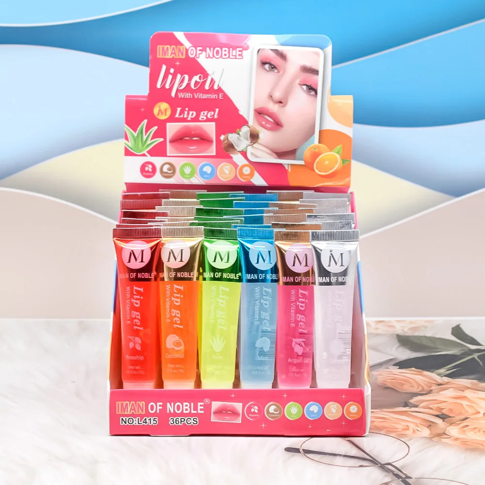 6Pcs Fruity Flavor Watery Glossy Lip Gloss Set Clear Lip Gel Hydrating Moisturizing Lip Gloss Women Lips Makeup Wholesale