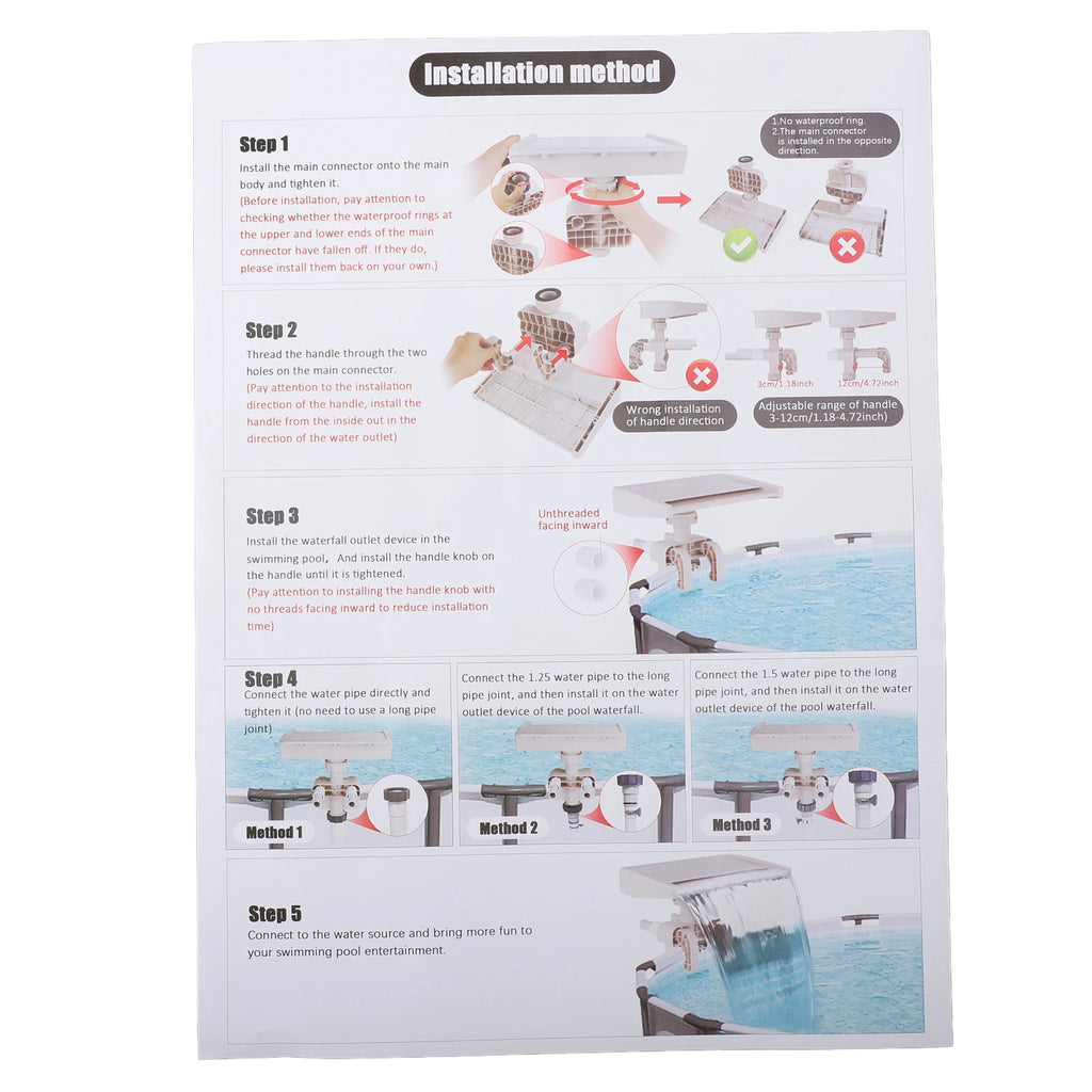 Pool Waterfall Relaxing Waterfall Cascade  Ground Swimming Pool Fountain Spillway Attachment Detachable PVC Pool Cascade