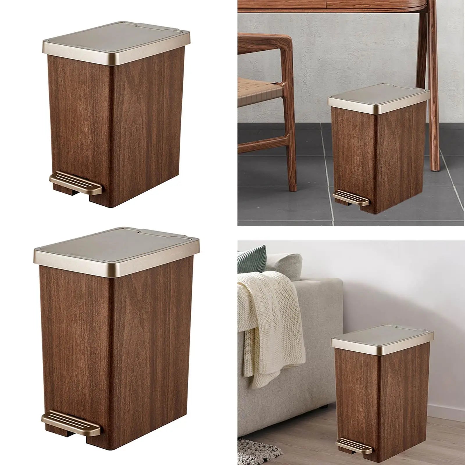 Trash Can Waste Basket Stable Rustic with Inner Bucket Rubbish Container Garbage Bin for Park Garden Restaurant Bedroom Home