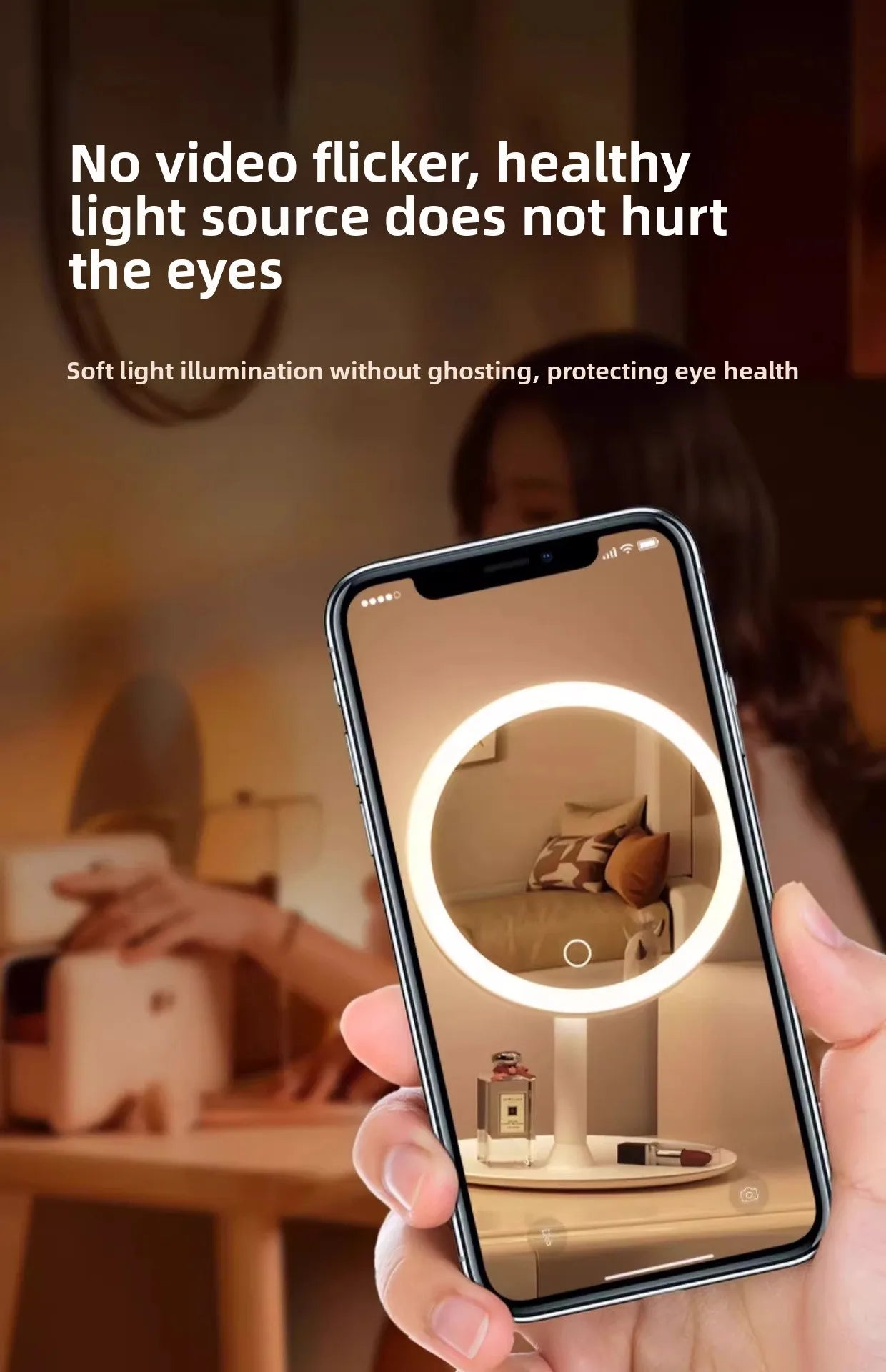 Women's Bedroom Vanity Mirror Makeup Mirrors Niche Modern Desktop Vanity Mirror Wall Table Decorative Bathroom Light Led Home