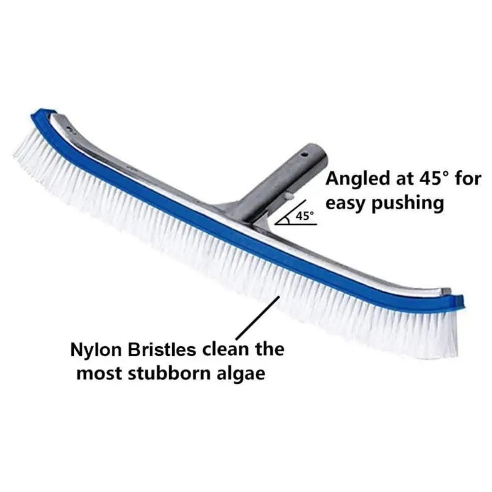 18 Inch Pool Cleaning Brush Aluminum Handle Stainless Steel Brush Swimming Pool Brush Glue Floor Brush Plastic Brush