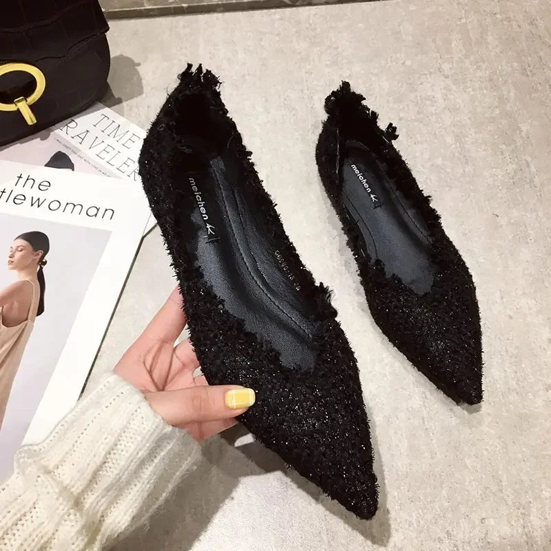 2026 Women Shoe Exquisite Pointed Tip Casual Shoes for Woman Elegant French Style Flat Shoe Fashion Designer Shoes Zapatos Mujer