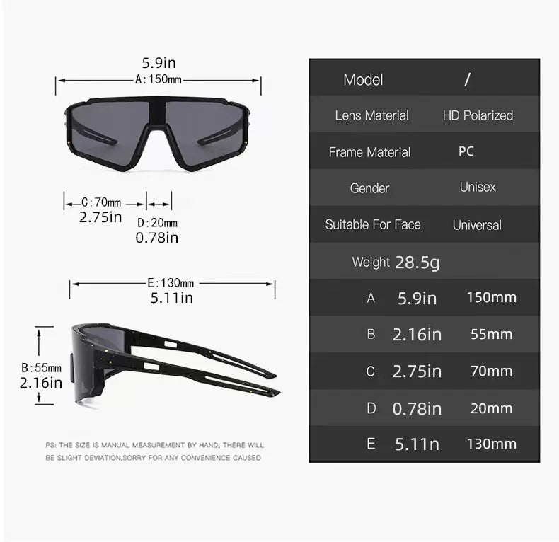 New large-frame sunglasses for men and women, ideal for outdoor sports, cycling, mountaineering, and wind/sand protection.
