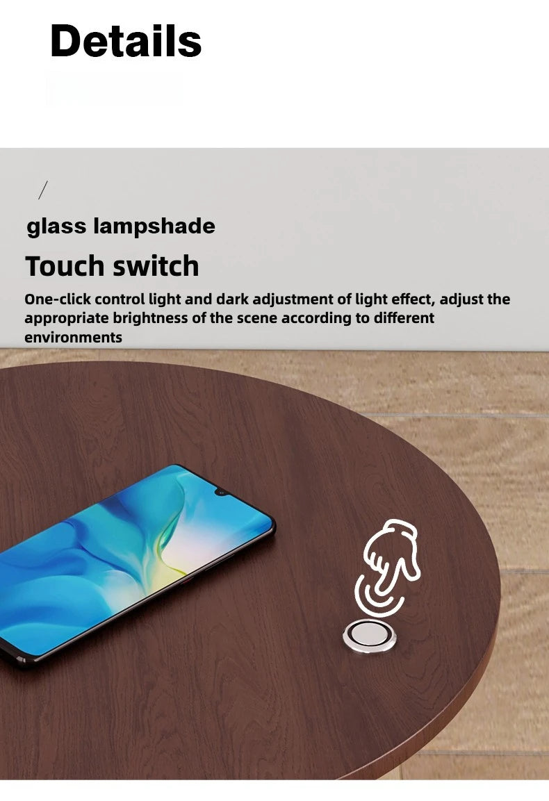 Bedroom Minimalist Nightstands Small Space Round Light Smart Bedside Table With Wireless Charger Nachttisch Library Furniture