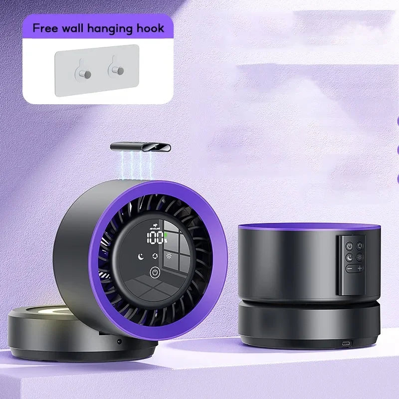 Eary Multifunctional Electric Fan Desktop Wall Mount Fan with Light LED Display Wireless Remote Control Home Air Circulation Fan