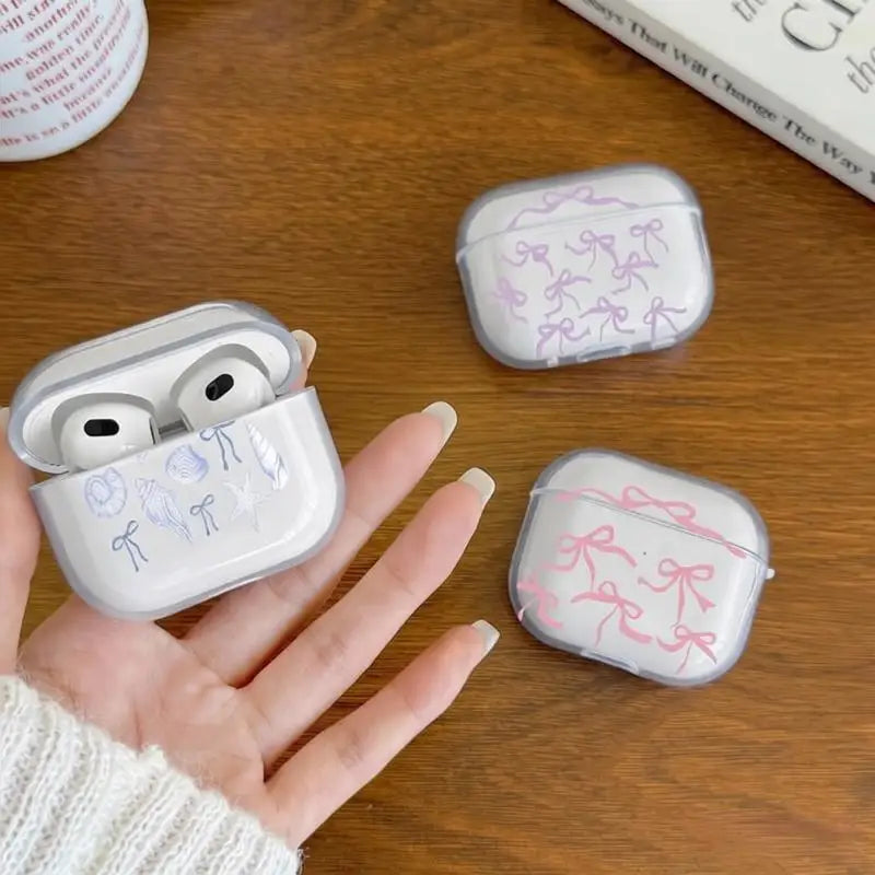 Cute Colorful Bow Earphone Case for Airpods 4th 3rd 2 Pro 3 Shockproof Cover for Airpod 2 3 1 Protective Accessorie Shell Fundas