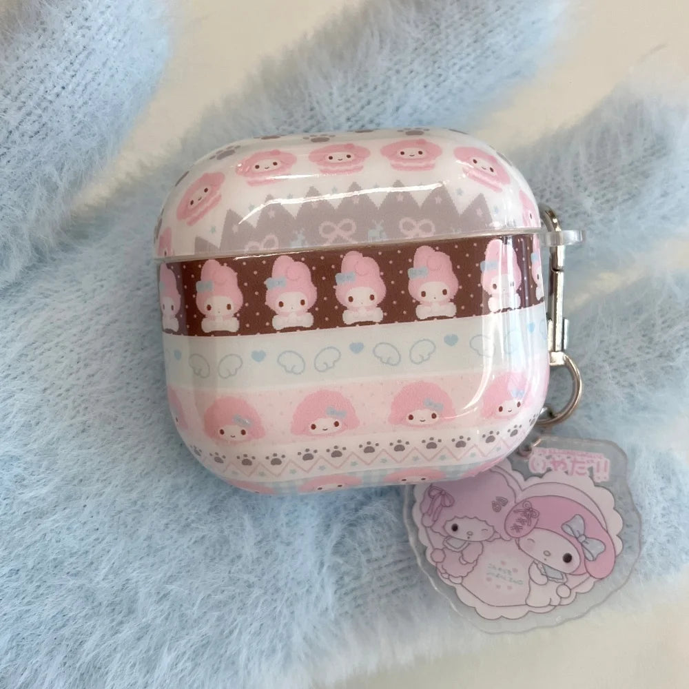 My Melody Earphone Case For Airpods 1 2 3 4 Pro2 Pro3 Cartoon TPU Bluetooth Headphone Protective Cover Accessories With Pendant