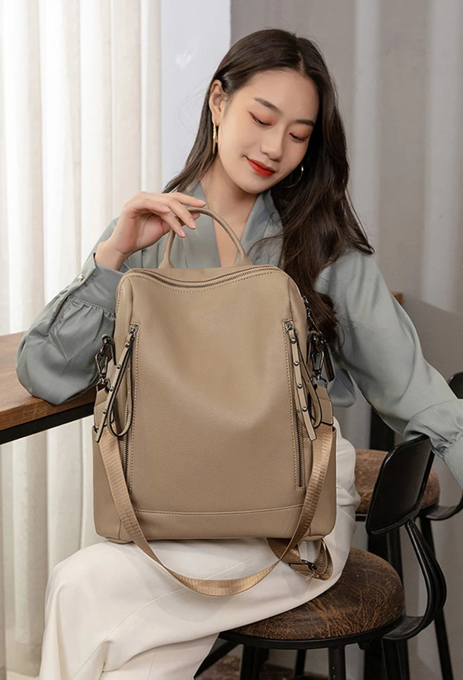 Genuine Leather Brand Backpack For Women 2023 New Fashion Travel Bagpack High Quality School Bags Casual Lides Shoulder Bag Sac