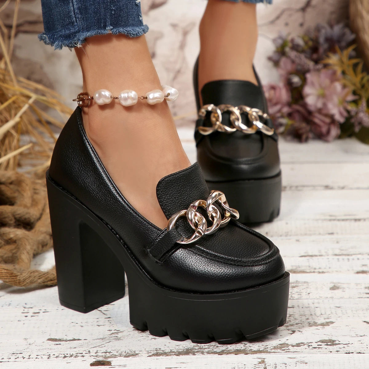 2025 Women Shoes Fashion Outdoor Thick Heeled Platform Shoes Woman Party New Chunky High Heel Pumps Women Zapatos De Mujer