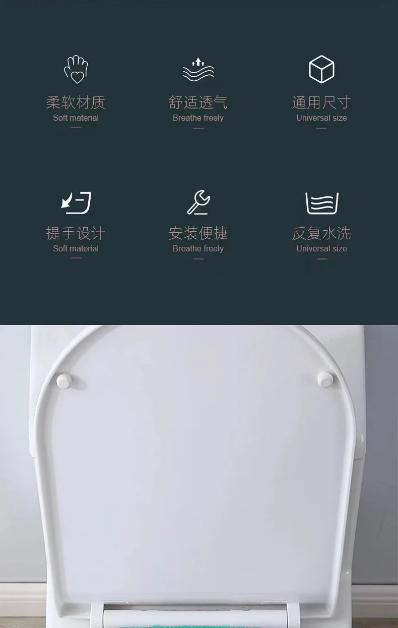 Toilet Seat, Thick, Warm, with Handle, Soft, Can Be Washed Repeatedly, Universal, Easy To Install, Hygienic, Wholesale Available