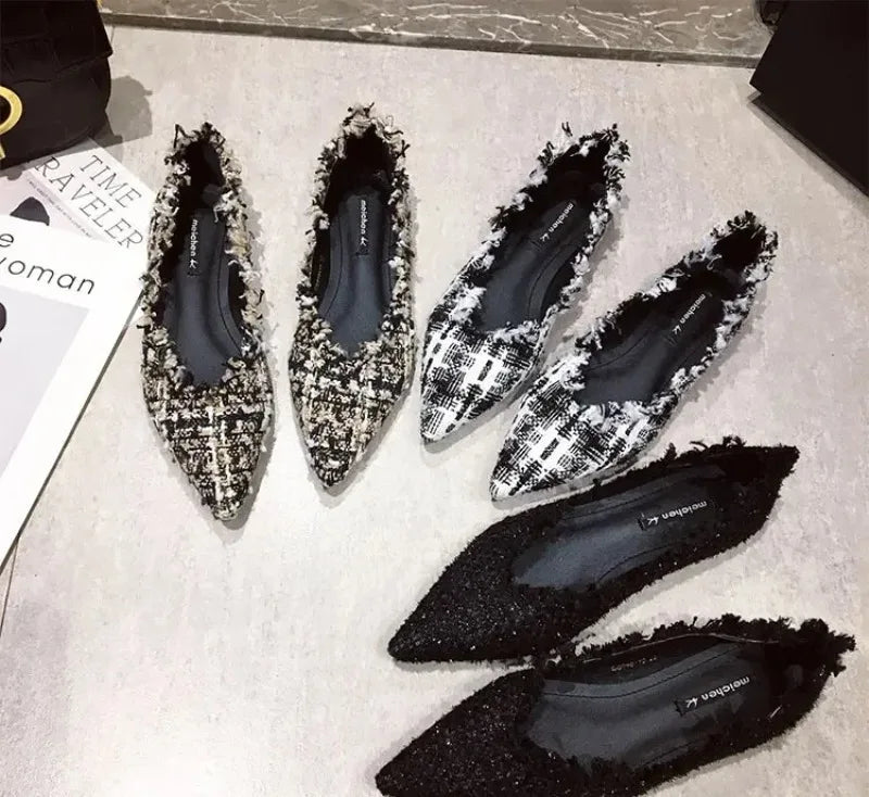 2026 Women Shoe Exquisite Pointed Tip Casual Shoes for Woman Elegant French Style Flat Shoe Fashion Designer Shoes Zapatos Mujer