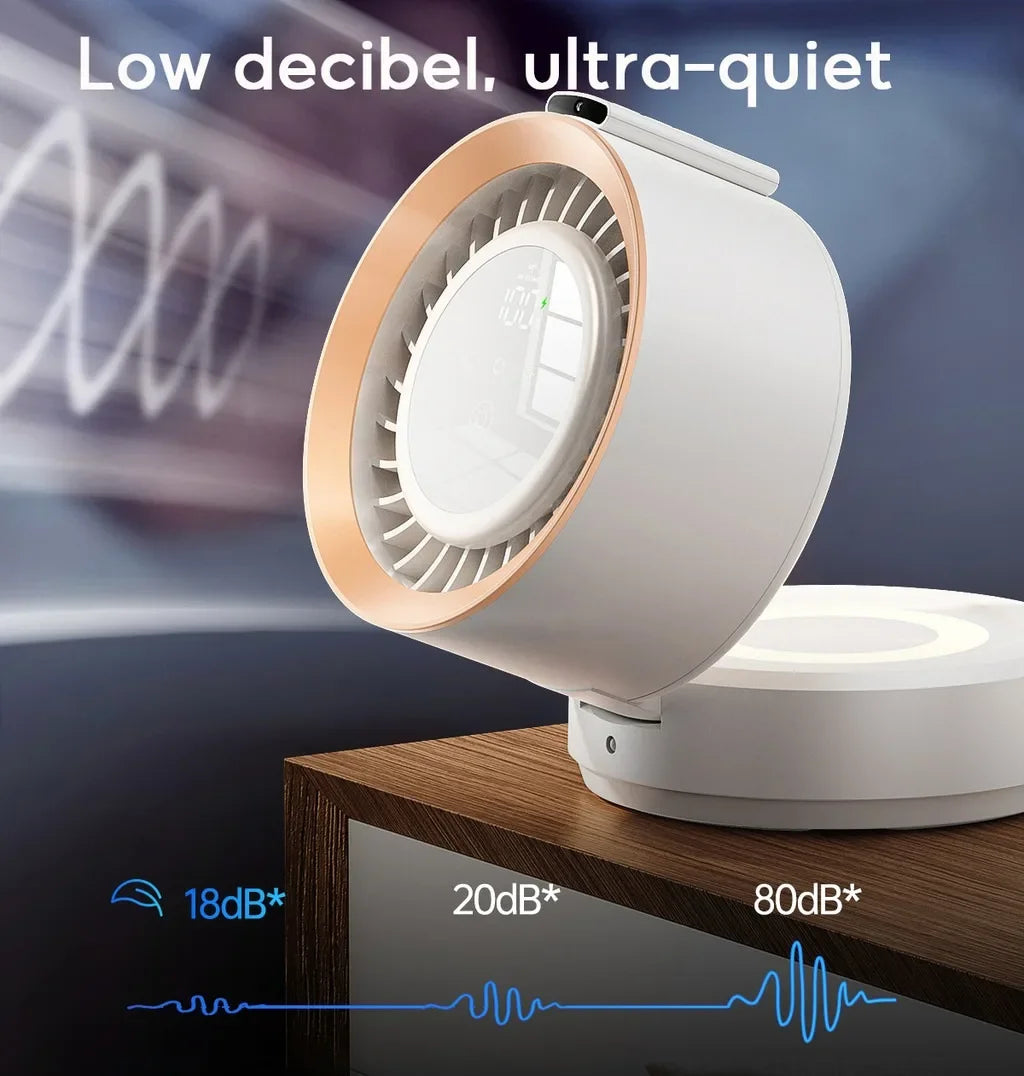 Eary Multifunctional Electric Fan Desktop Wall Mount Fan with Light LED Display Wireless Remote Control Home Air Circulation Fan