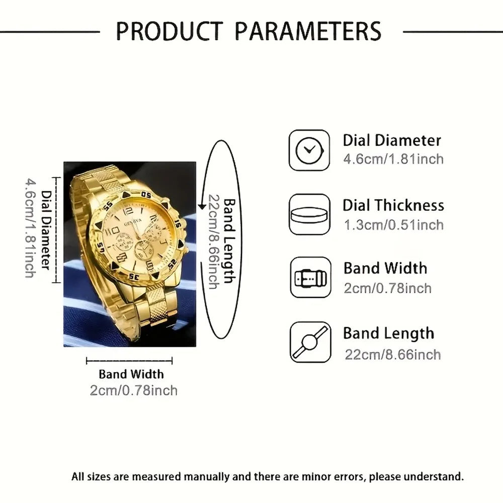 [Vintage Watch Set] 2pcs Men's Quartz Watch Set | Stainless Steel | Casual Watch | Business Watch | Silicone watch