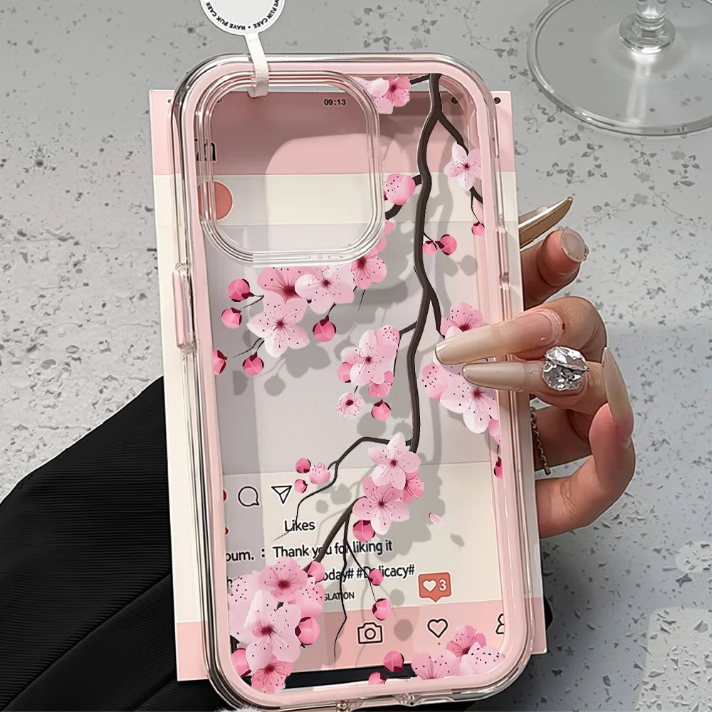 2 in 1 Candy Color Phone Case For iPhone 11 16 17 Pro Max 13 15 14 12 17 Air 17promax Soft TPU Transparent Flower Funda Cover