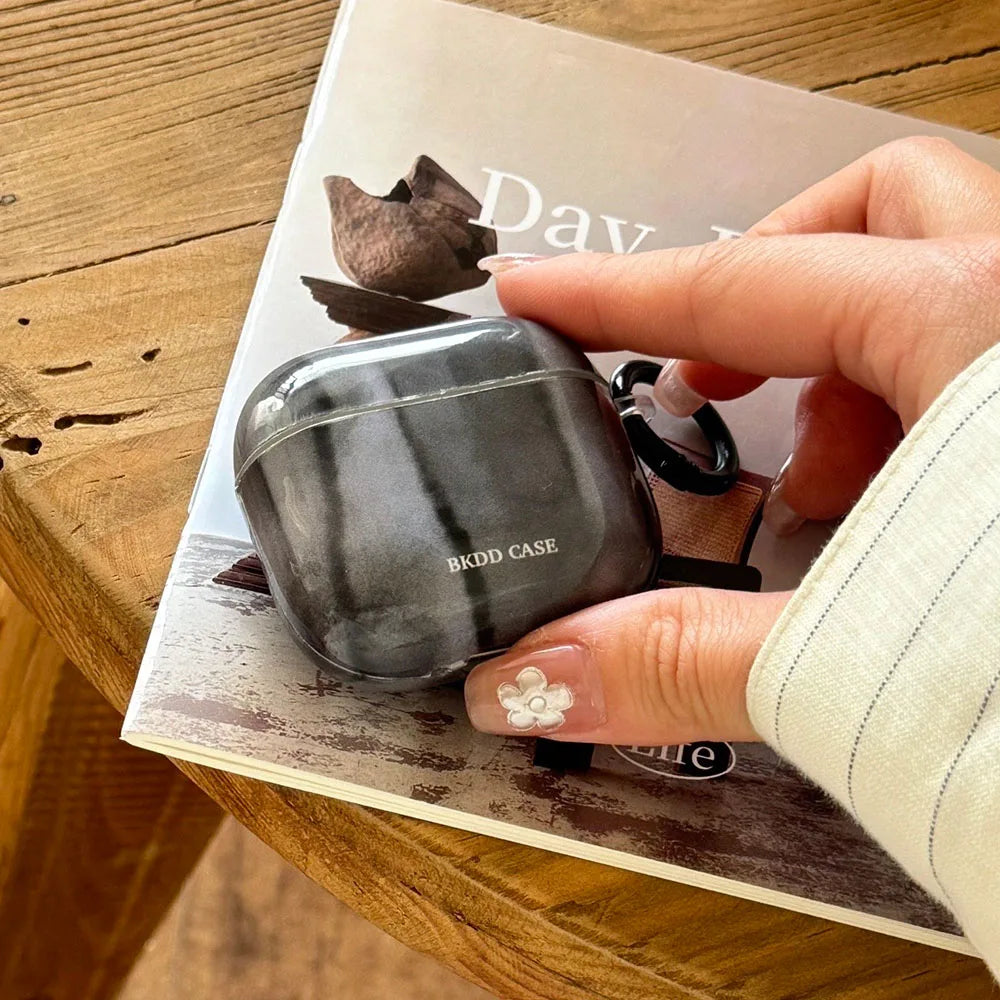 Simple Style Graphite Grey Gloss Soft Protective Case for AirPods 1 or 2 Pro 2 4 3nd Generation Earphone Fundas Shockproof Coque