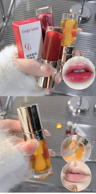 Plumping Gloss Lip Oil, Clear Jelly Lip Gloss for Moisturizing Care, Shiny Glass Lips, Big Brush Applicator, Nourishing Liquid L