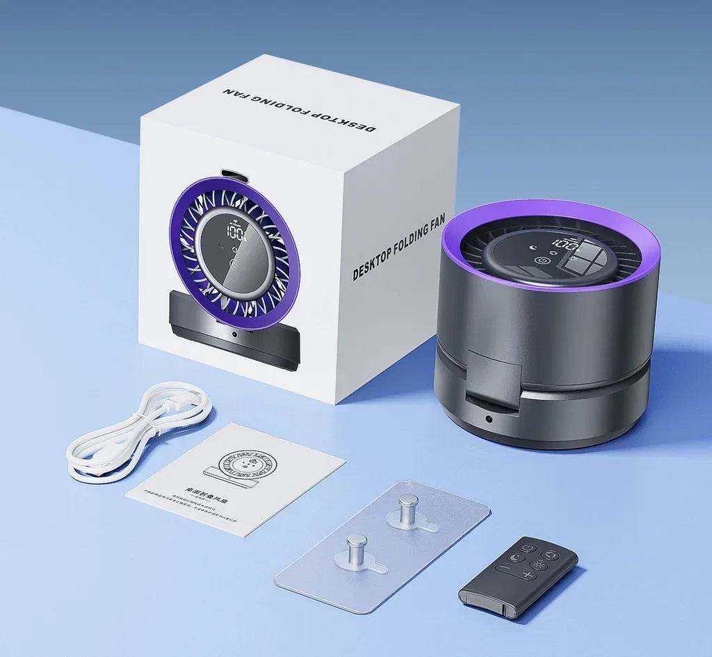 Eary Multifunctional Electric Fan Desktop Wall Mount Fan with Light LED Display Wireless Remote Control Home Air Circulation Fan