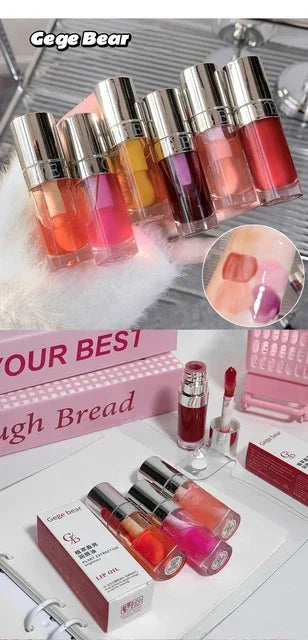 Plumping Gloss Lip Oil, Clear Jelly Lip Gloss for Moisturizing Care, Shiny Glass Lips, Big Brush Applicator, Nourishing Liquid L