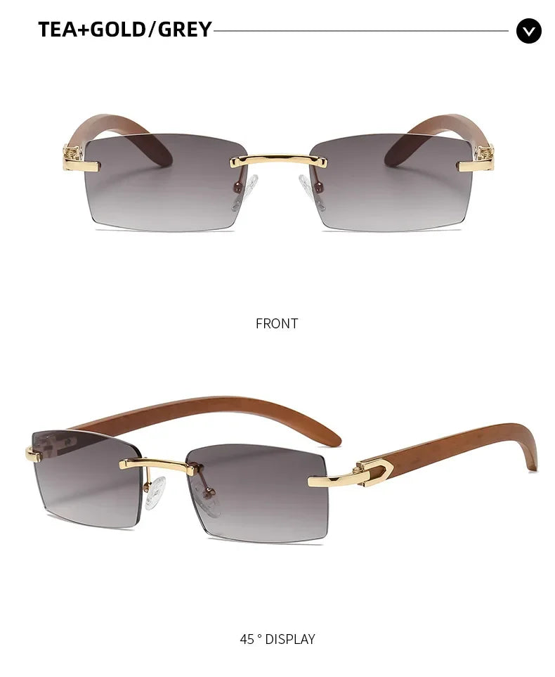 Sunglasses Men Women Sun Glasses Wood Frames Rimless Black Eyeglasses Fashion Eyewear Gafas De Sol