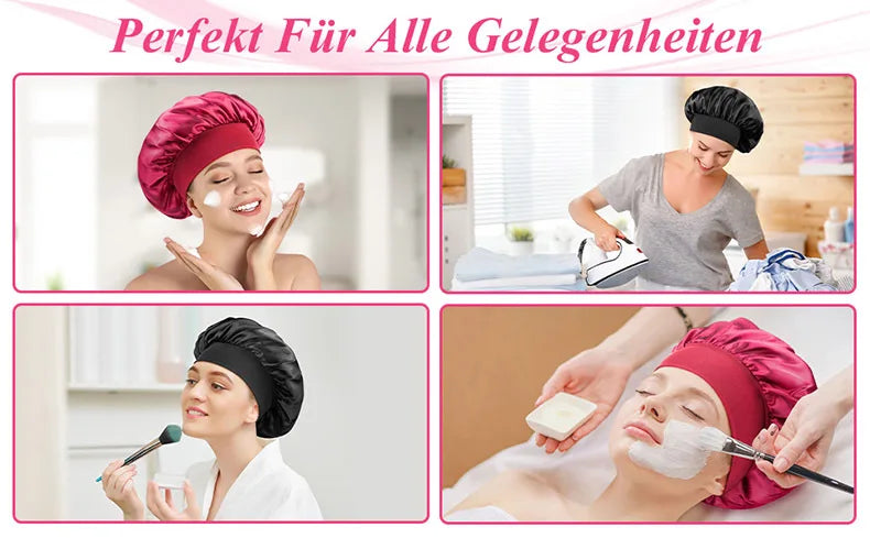 Bonnet for Sleeping Women, Double Layer Hair Satin Bonnets with Elastic Band, Sleep Cap Curly Natural Hair