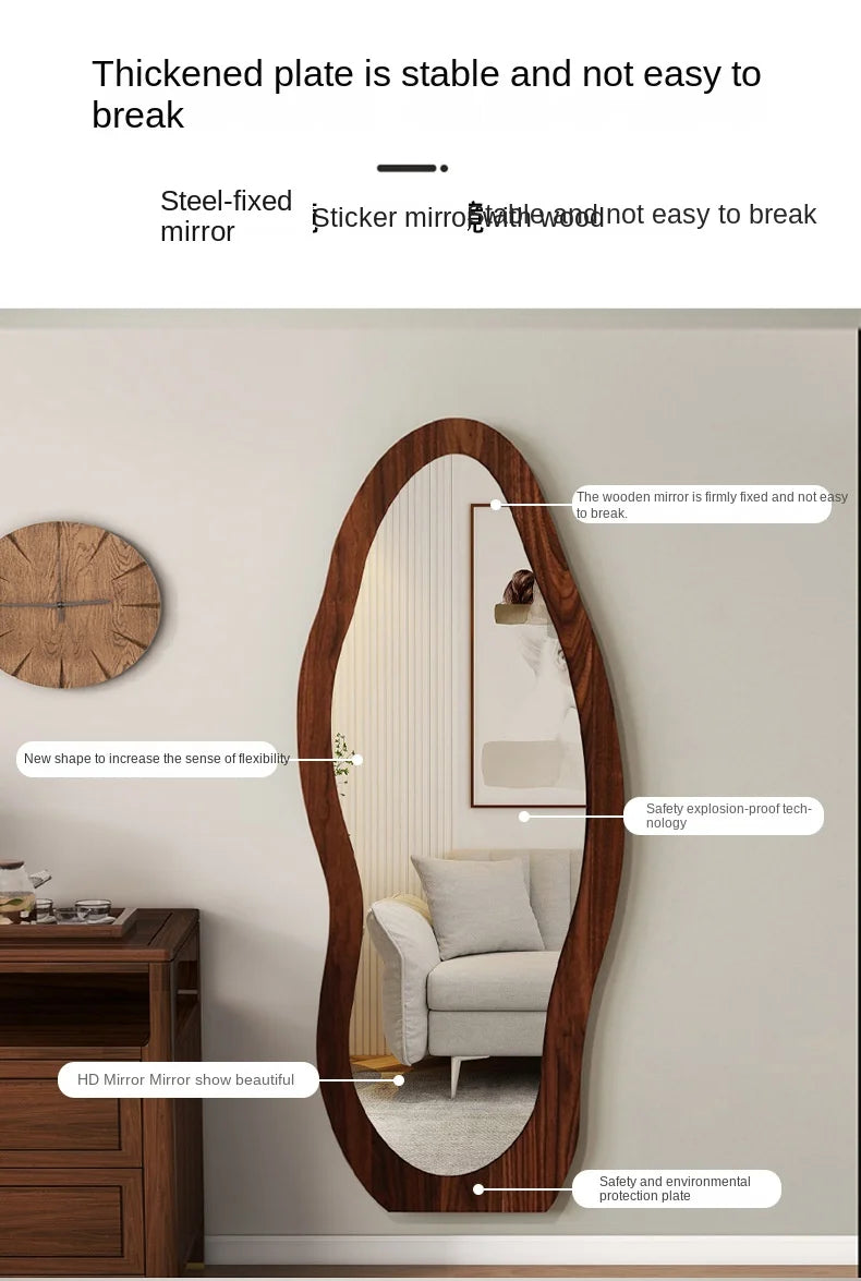 Full body mirror Internet celebrity special-shaped mirror home floor mirror bedroom wall-mounted dressing mirror fitting mirror