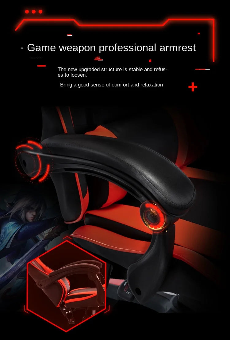 Gaming Chair For Video Game Or Office With Lumbar And Cervical Cushion Ergonomic Adjustable In Height And Reclining  Adjustable