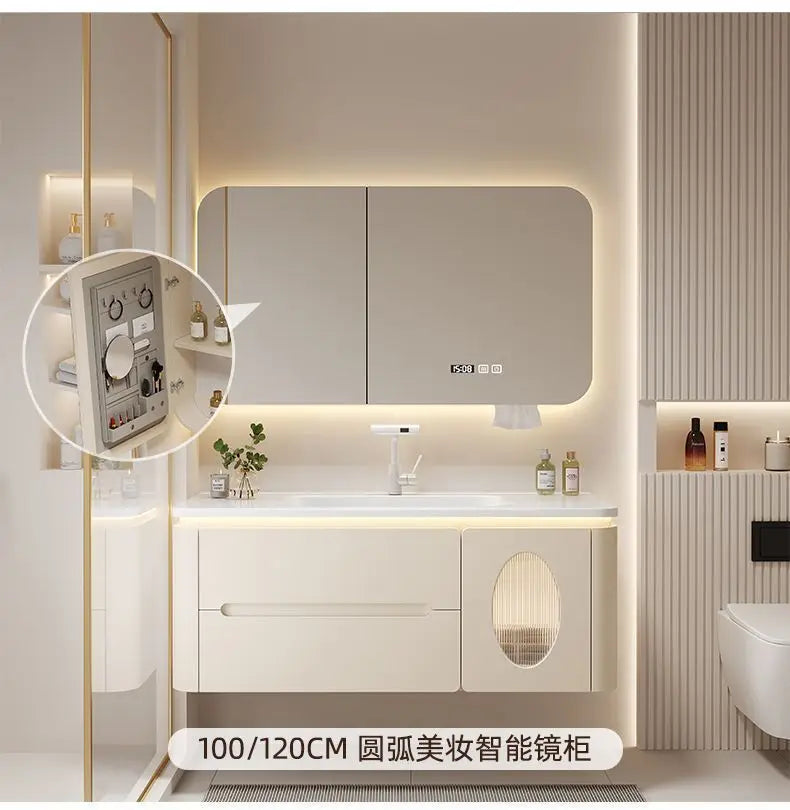 Mirror Floating Bathroom Cabinet Sink Drawer Shelves Vanity Bathroom Cabinet Modern Storage Armoire De Rangement Accessories