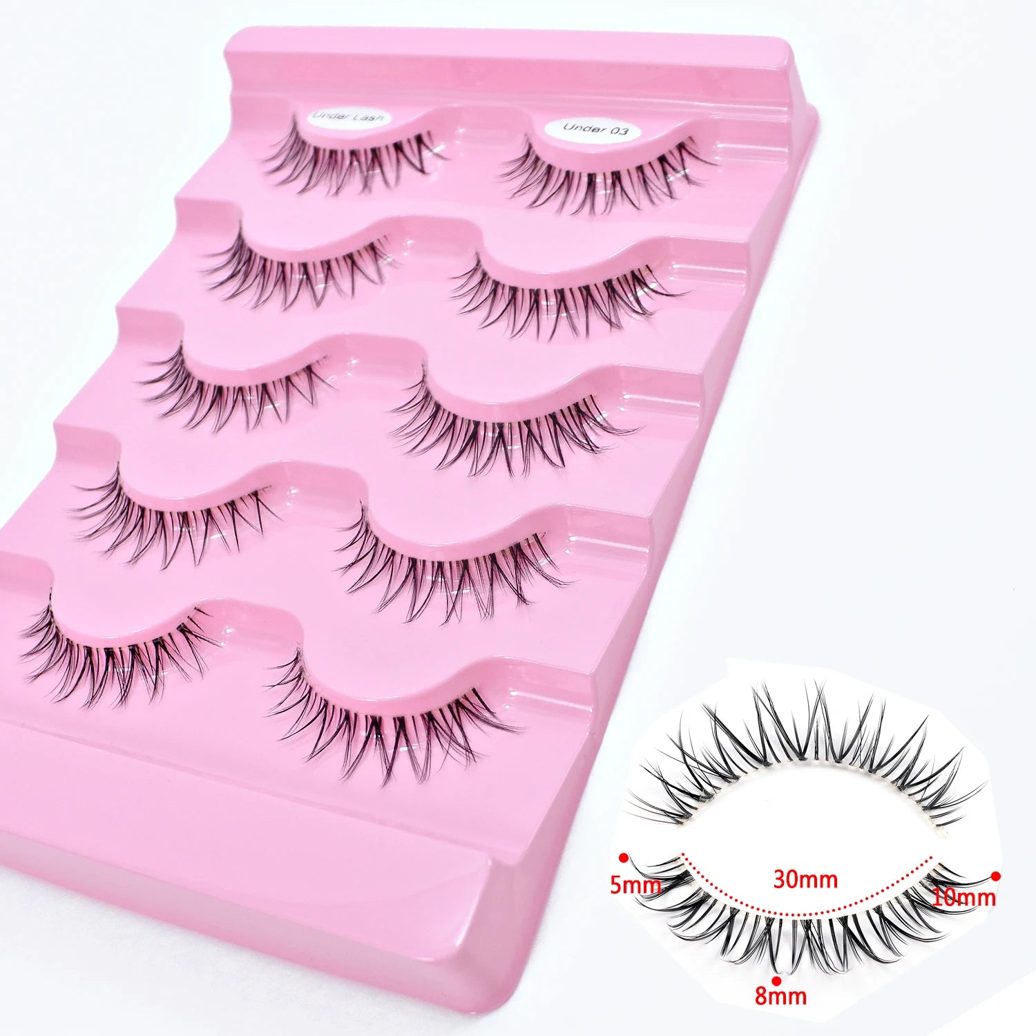 5Pairs Bottom Lashes Natural Look Lower Lashes New Cosplay Korean Makeup Clear Band Wispy Manga Under Eyelashes