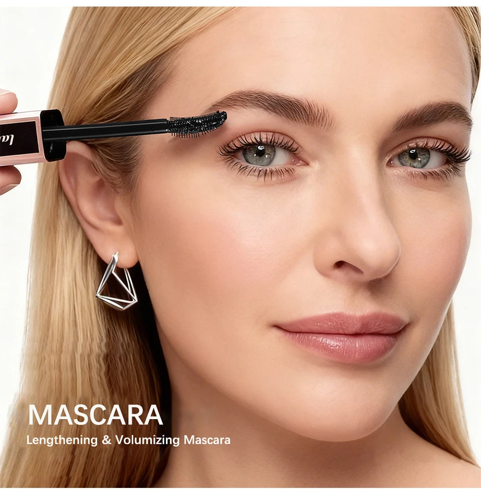 Lakerain Lengthening Volumizing Mascara Fan Shaped Makeup Effect Long Lasting  Clump-Free Lashes Suitable for All Skin Tones