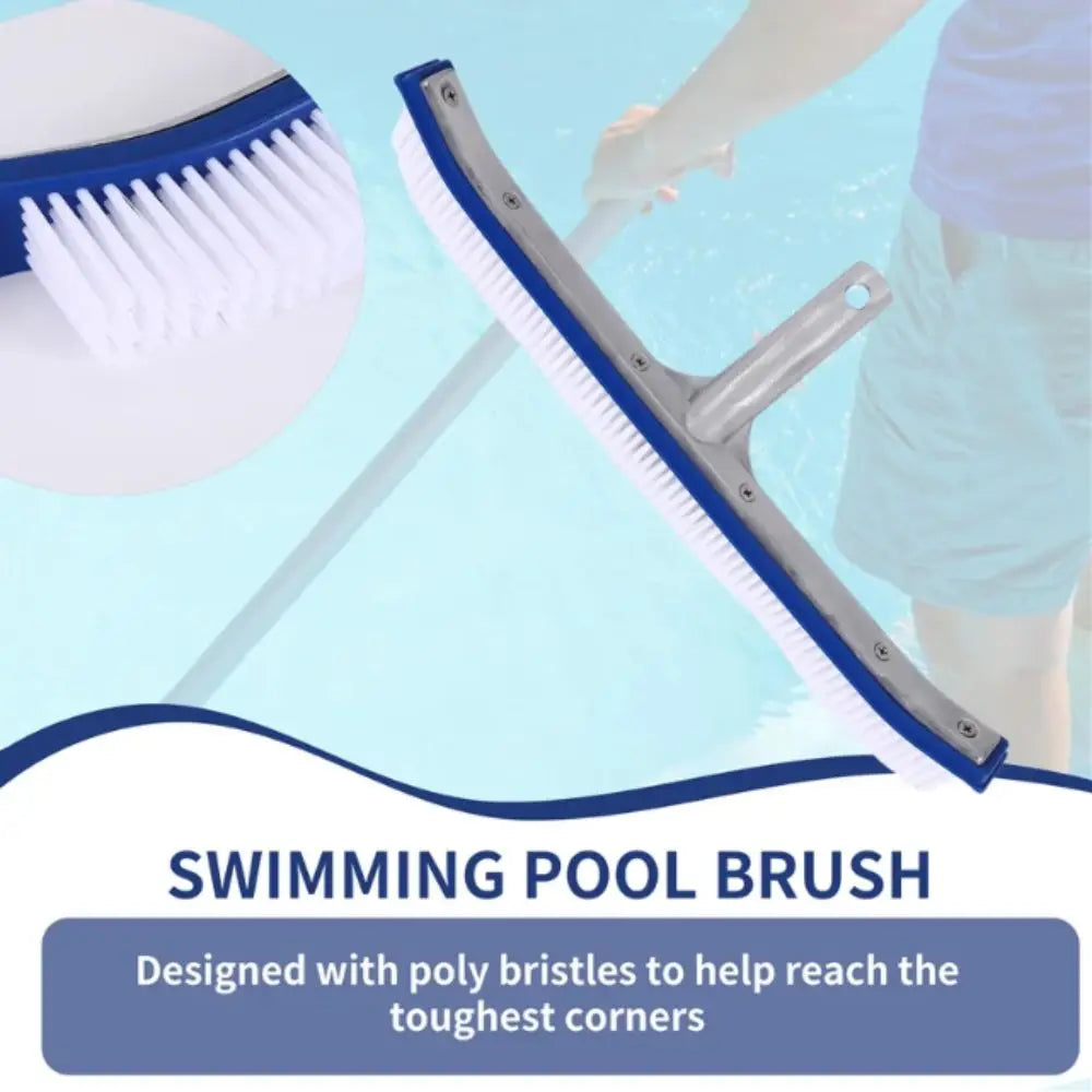 18 Inch Pool Cleaning Brush Aluminum Handle Stainless Steel Brush Swimming Pool Brush Glue Floor Brush Plastic Brush