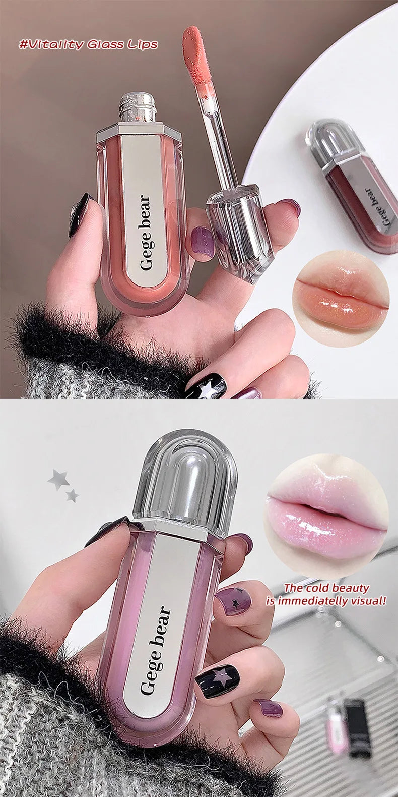 Hydrating Lip Gloss, Water Shine Moisturizing Formula, Glassy Lips Finish, Smooth Non Sticky Feel, Clear Gloss for Daily Makeup