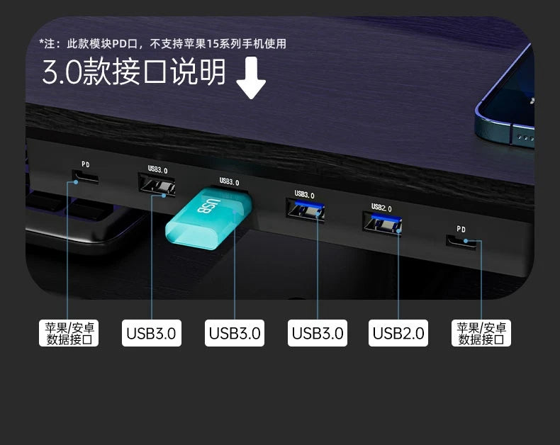 Solid Wood Gaming Desk Top with Monitor Riser Stand Charging Shelf & USB Hub Hidden Storage USB Dock for PC Gaming Setup
