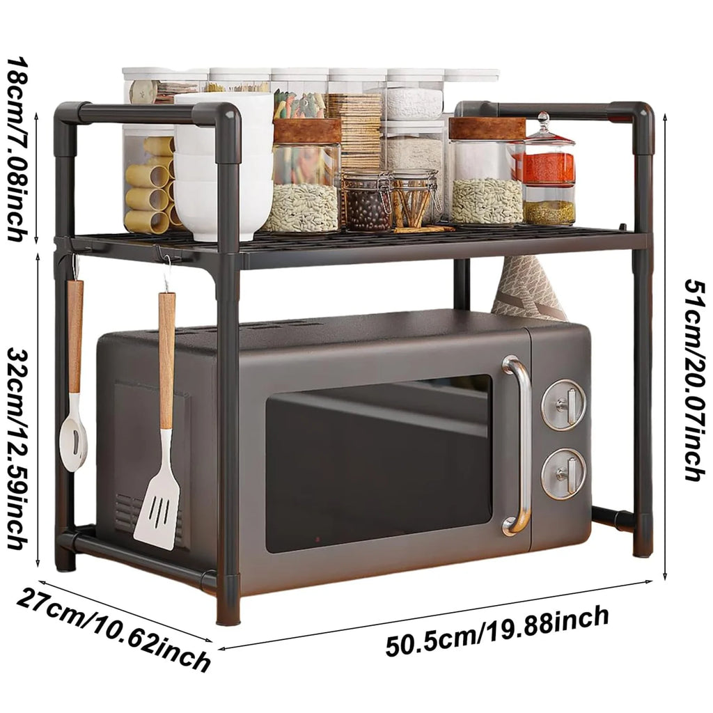 Kitchen Storage Rack Kitchen counter shelf Microwave Shelf Condiment Organizer Shelf Simple Countertop Tidying Shelves with Hook